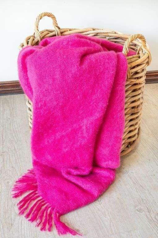 Cerise pink handwoven Mohair blanket