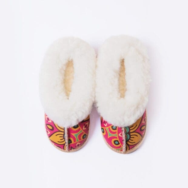 Mandala Pink Sheepskin Slippers (Full Boot Slipper) - Image 2