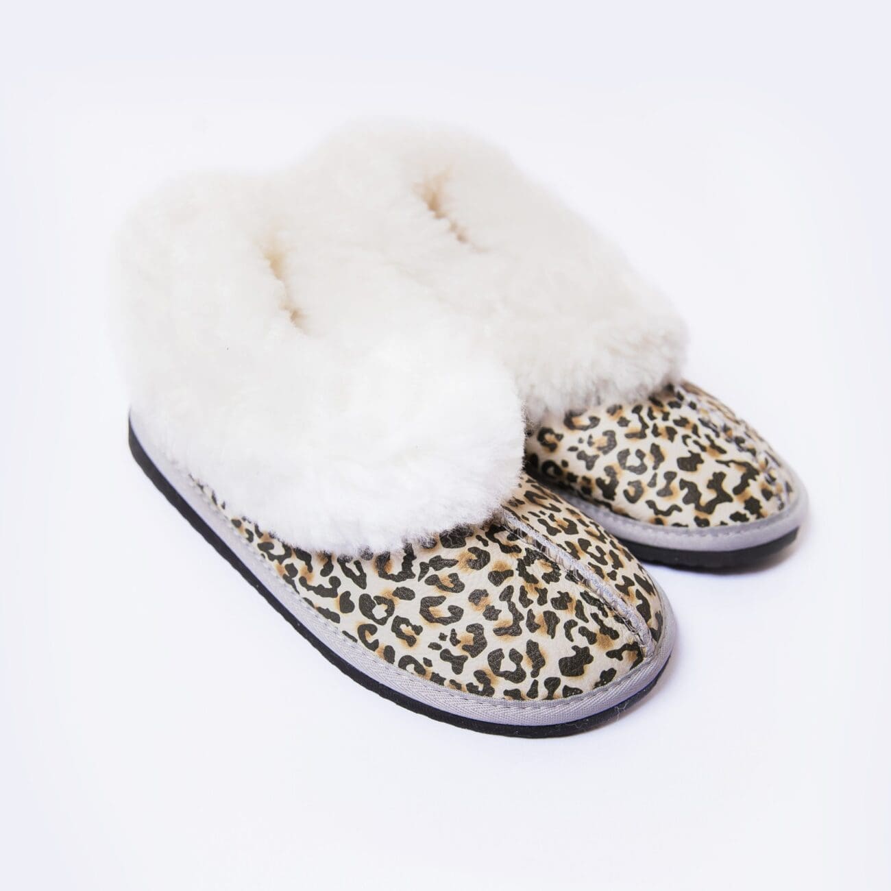 Leopard Print Sheepskin Slippers (Full Boot Slipper)