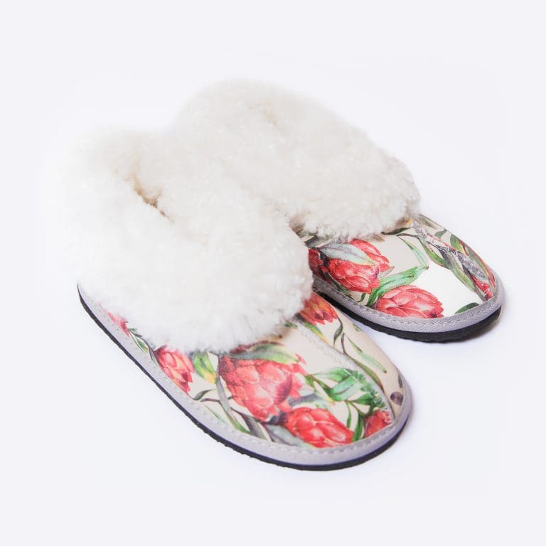 Green Protea Sheepskin Slippers (Full Boot Slipper)