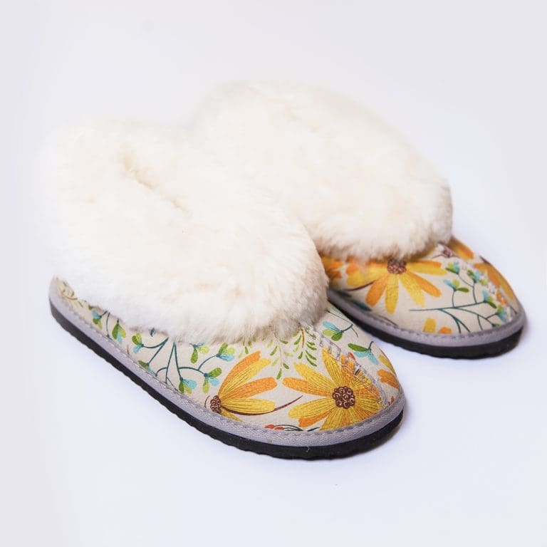 Spring Flower Sheepskin Slippers (Full Boot Slipper)