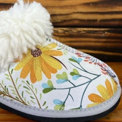Spring Flower Sheepskin Slippers (Full Boot Slipper)