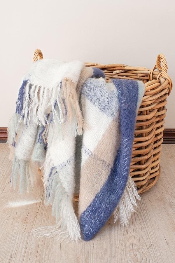 Hazy sky handwoven Mohair blanket