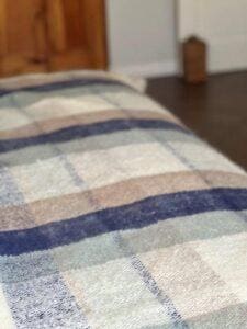 Hazy sky Plaid handwoven Mohair blanket Local is Lekker ZA