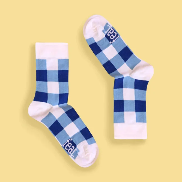 Blue Plaid Socks for men - Image 2