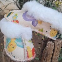 Yellow Scatter Sheepskin Slippers for Babies | Local is Lekker ZA | African Gifts