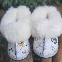 Leopard Sheepskin Slippers for Babies | Local is Lekker ZA | African Gifts