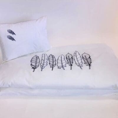 Feather Motif Applique Duvet Set