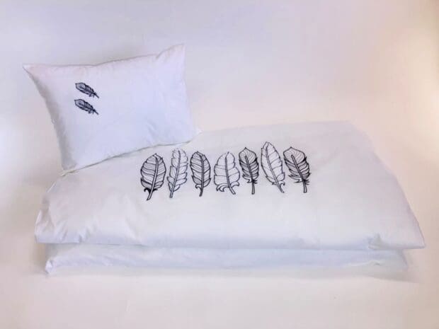 Feather Motif Applique Duvet Set