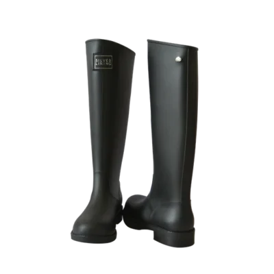 Silver Lining Classic Black Gumboot