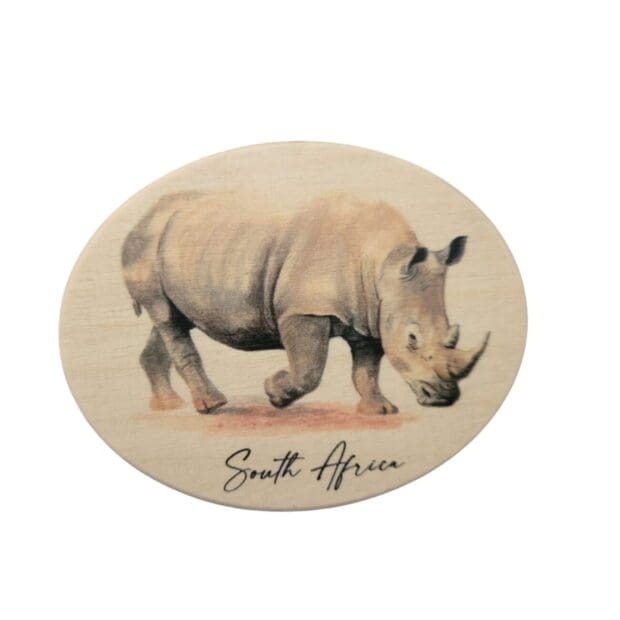 Wooden African Magnets- Rhino