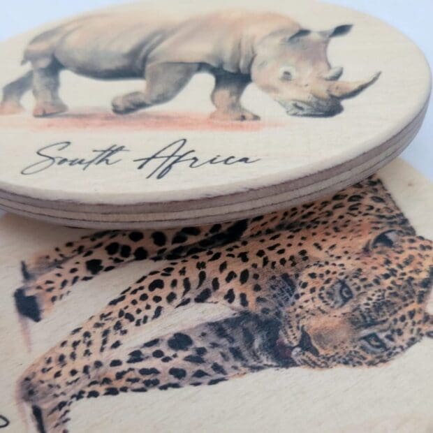 Wooden African Magnets- Leopard