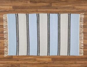 Blue and Grey with Black Stripes Bedroom Rug