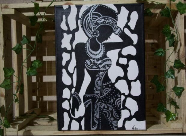 A3 Hand Painted African Art on Canvas