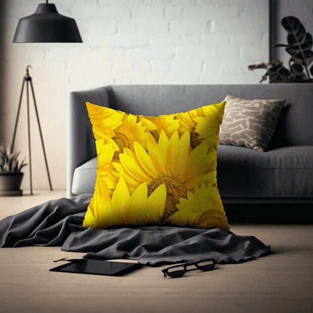 Bright Sunflower Printed Scatter Cushion