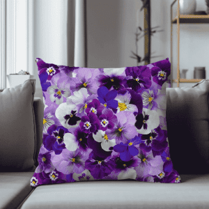 Pansy Flower Printed Scatter Cushion