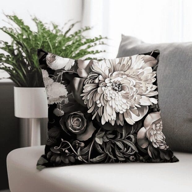 White Bloom Flower Printed Scatter Cushion