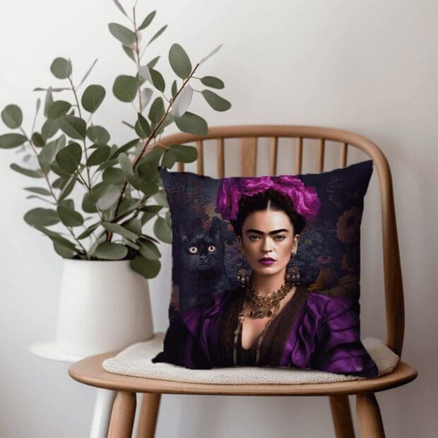 Frida Kahlo Scatter Cushion Purple Printed Scatter Cushion