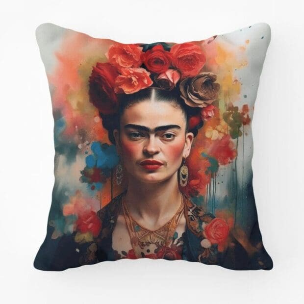 Frida Kahlo Scatter Cushion-Pastel Printed Scatter Cushion