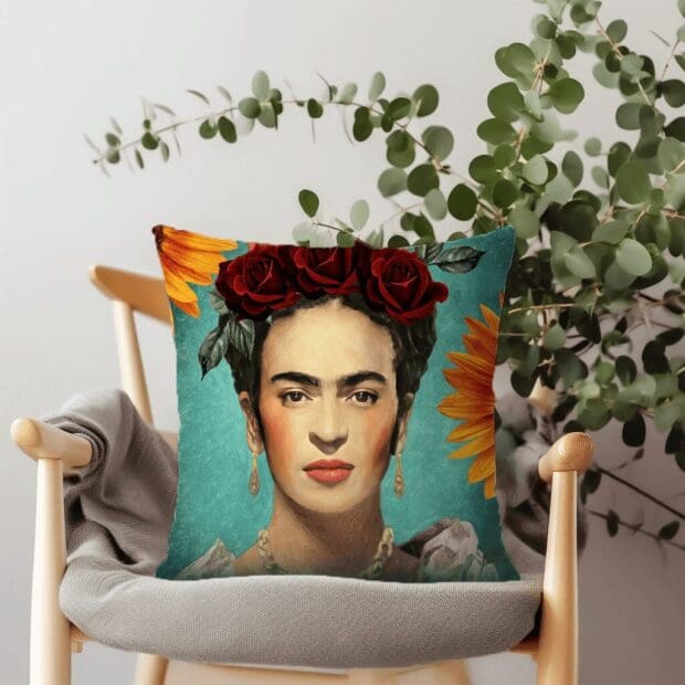 Frida Kahlo Scatter Cushion Sunflower Printed Scatter Cushion