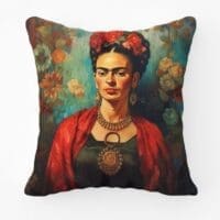 Frida Kahlo Scatter Cushion Red Portrait Printed Scatter Cushion