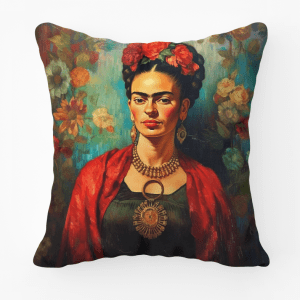 Frida Kahlo Red Portrait Printed Scatter Cushion