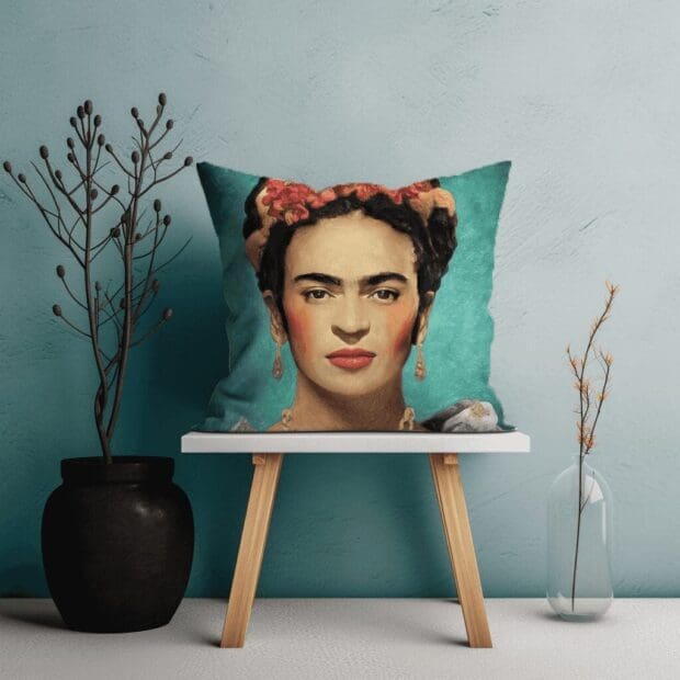 Frida Kahlo Scatter Cushion Cyan Printed Scatter Cushion