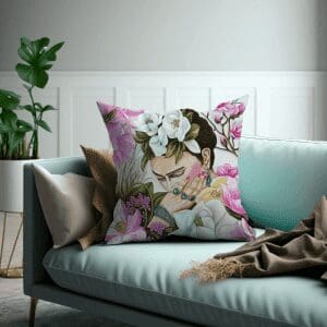 Frida Kahlo White Printed Scatter Cushion