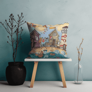 Little Village Beach Printed Scatter Cushion 