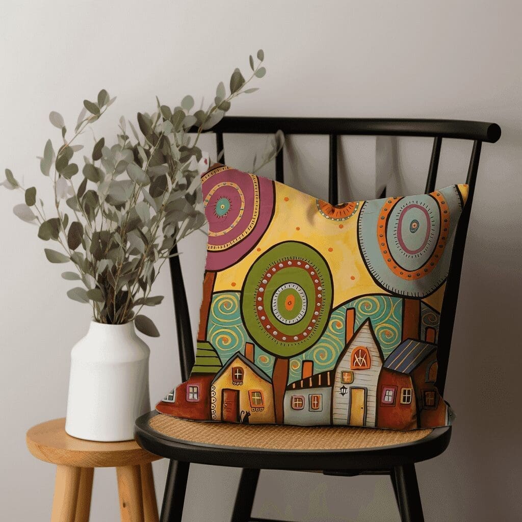 Little Villages Scatter Cushion - Neutral (Printed)