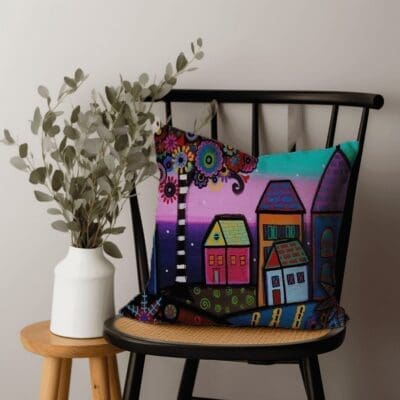 Little Villages Scatter Cushion- Abstract Printed Scatter Cushion