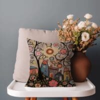 Little Villages Scatter Cushion -Retro Printed Scatter Cushion