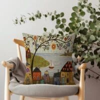 Little Villages Scatter Cushion- Waterscape Printed Scatter Cushion