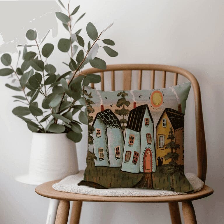 Little Villages Scatter Cushion - Blue Sunset (Printed)