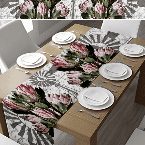 Light Windmill Protea Table Runner