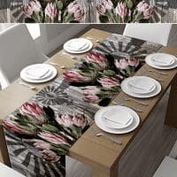 Wood Windmill Protea Table Runner