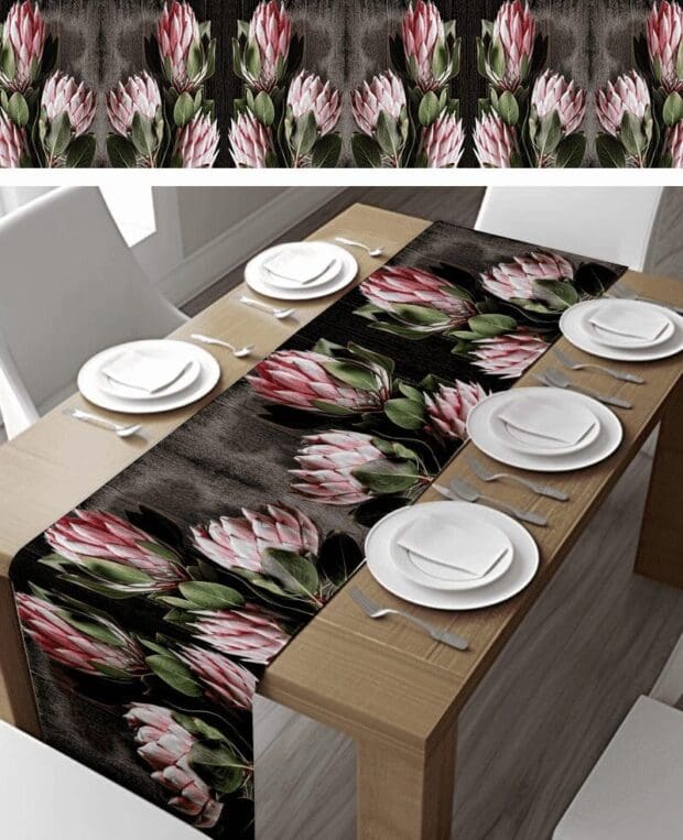 Protea Dark Pink Table Runner