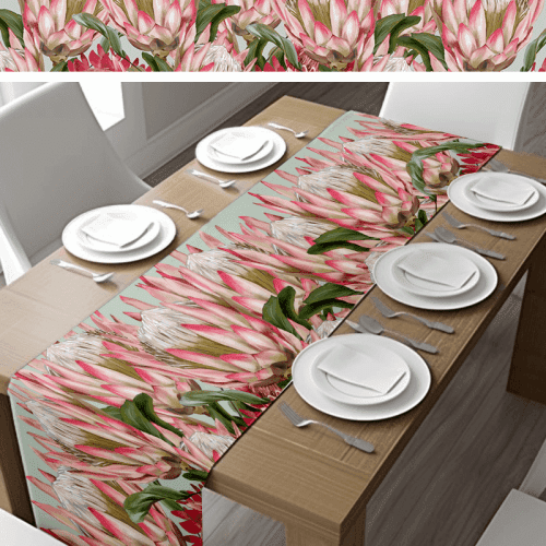 Vibrant Protea Table Runner