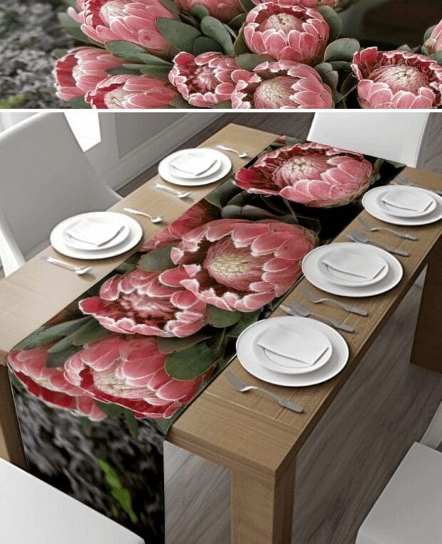 Vivid Protea Table Runner