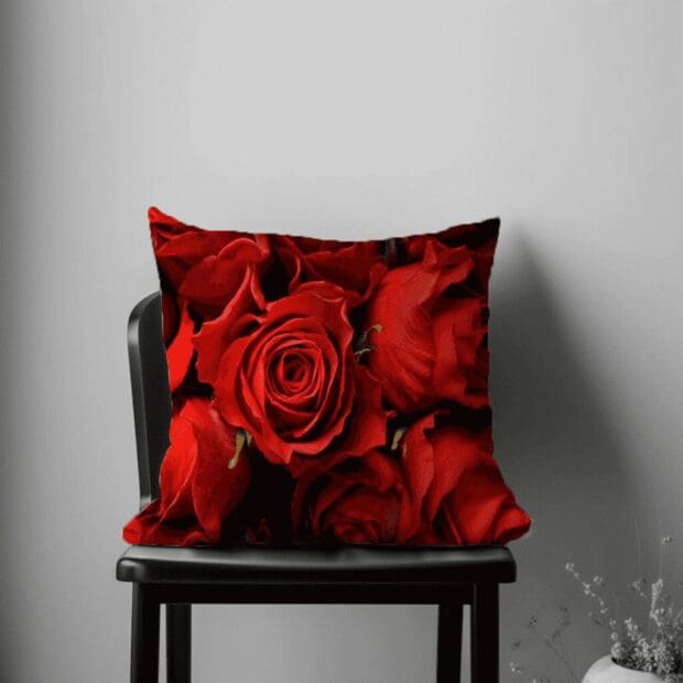 Deep Red Rose Scatter Cushion