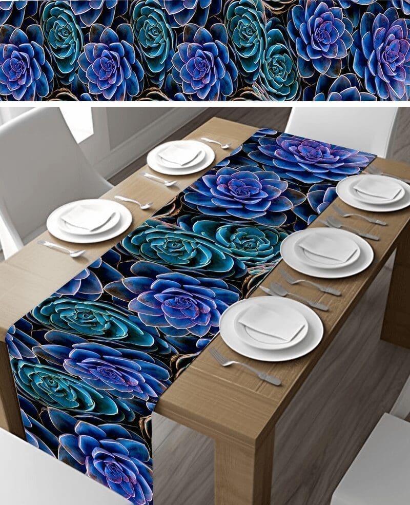 Blue Velvet Succulent Table Runner (Various Sizes)