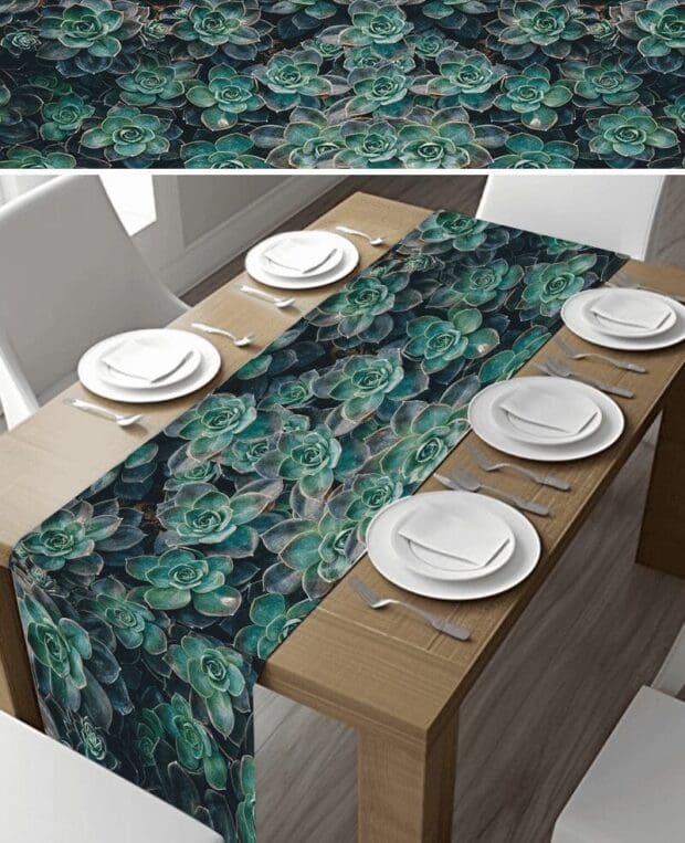 Dark Succulent Table Runner