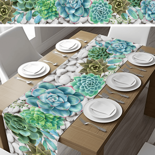 Bright Rocks Succulent Table Runner