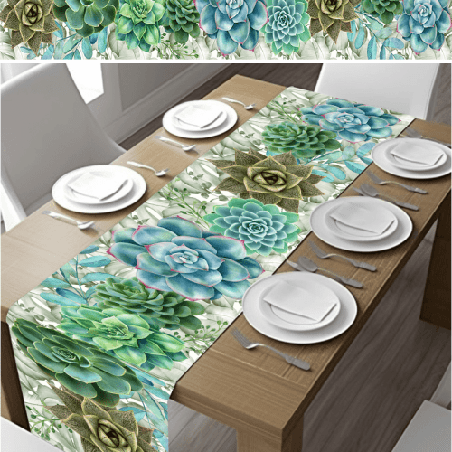 Bright Succulent Table Runner