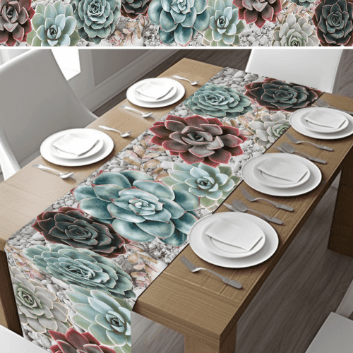 Vivid Succulent Table Runner