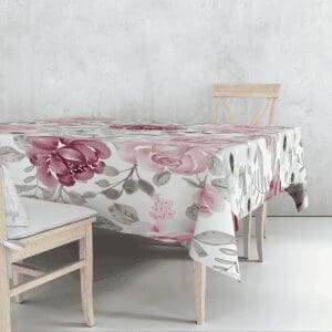 Pink Watercolor Floral Tablecloth (pink flowers)