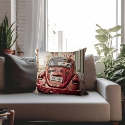Velvet, Printed Volkswagen Scatter Cushion: VW Road Trip
