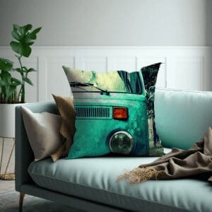 Velvet, Printed Volkswagen Scatter Cushion: VW Bus