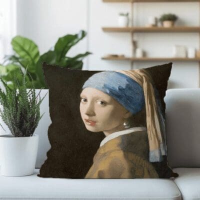 Velvet Vintage Scatter Cushion- Girl with a Pearl Earing Printed Scatter Cushion