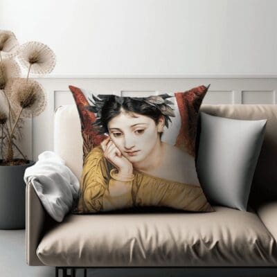 Velvet Vintage Scatter Cushion-Delicate Portrait Printed Scatter Cushion